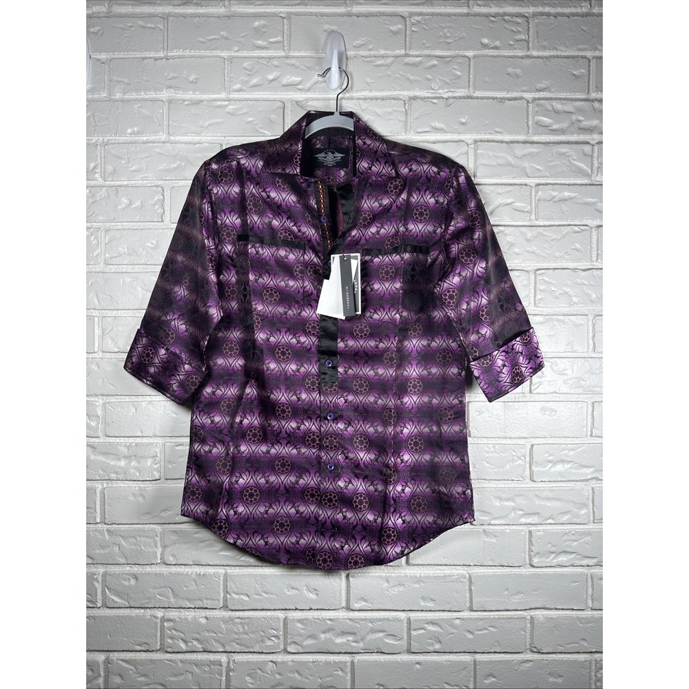 El General Mens Small Geometric Y2K Grunge Button Up‎ Shirt NWT